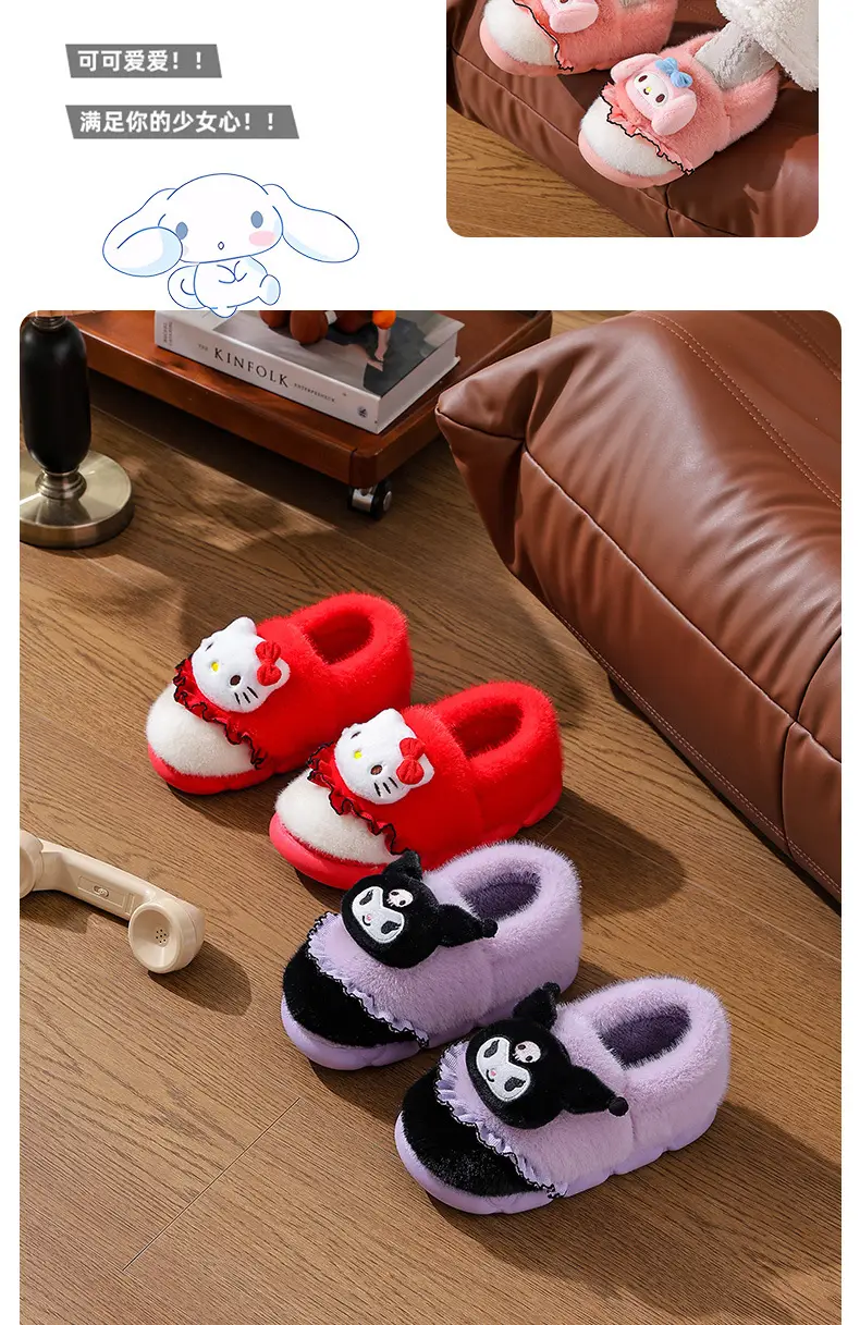 Sanrio Hello Kitty Red Velvet Slippers Women Warm Plus — feature 15