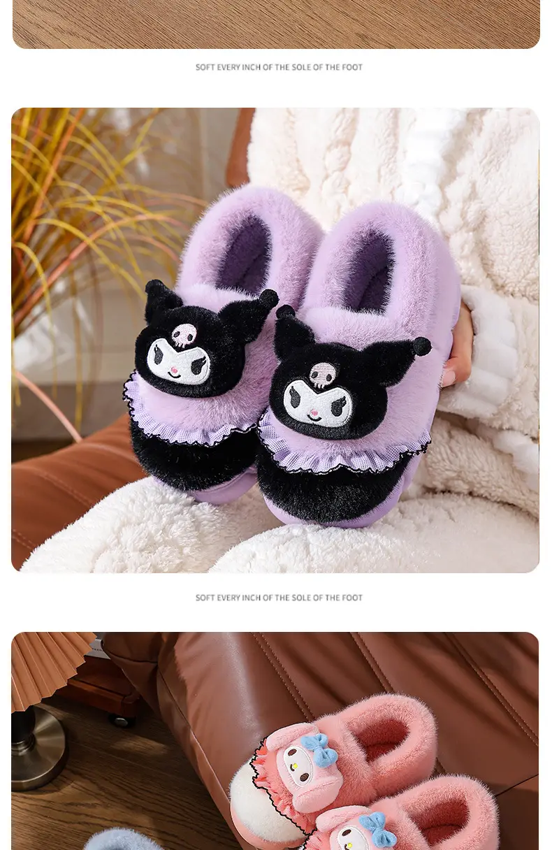 Sanrio Hello Kitty Red Velvet Slippers Women Warm Plus — feature 16