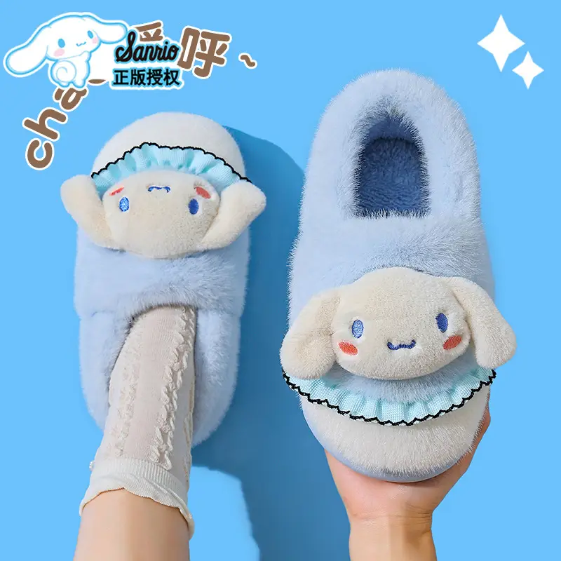 Sanrio Hello Kitty Red Velvet Slippers Women Warm Plus