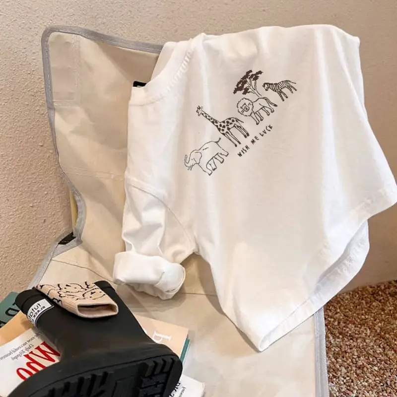White Cartoon Baby T-Shirt for Girls Long Sleeve - Image 4