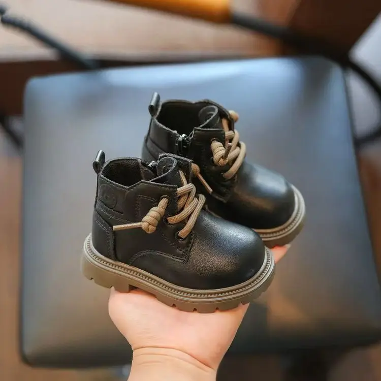 Baby Boots Autumn and Winter Leather Boots 0 to 3 Years Old Soft-Soled Toddler Shoes Female Baby Boots Leather Cotton Boots Boys Baby Shoes - Image 7