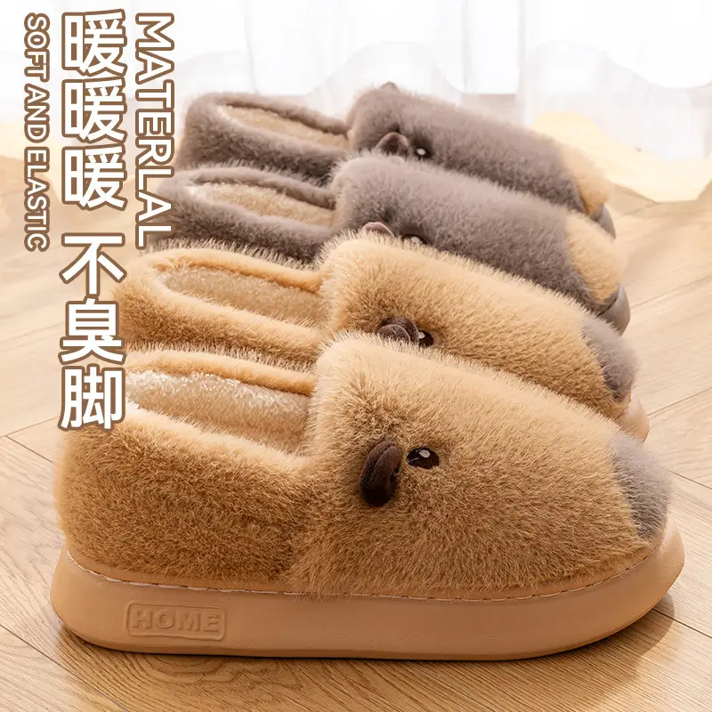 Kapibala Cotton Slippers Women's Autumn and Winter 2025 New Indoor Home Non-Slip Warm Plush Slippers Winter Women - Image 6