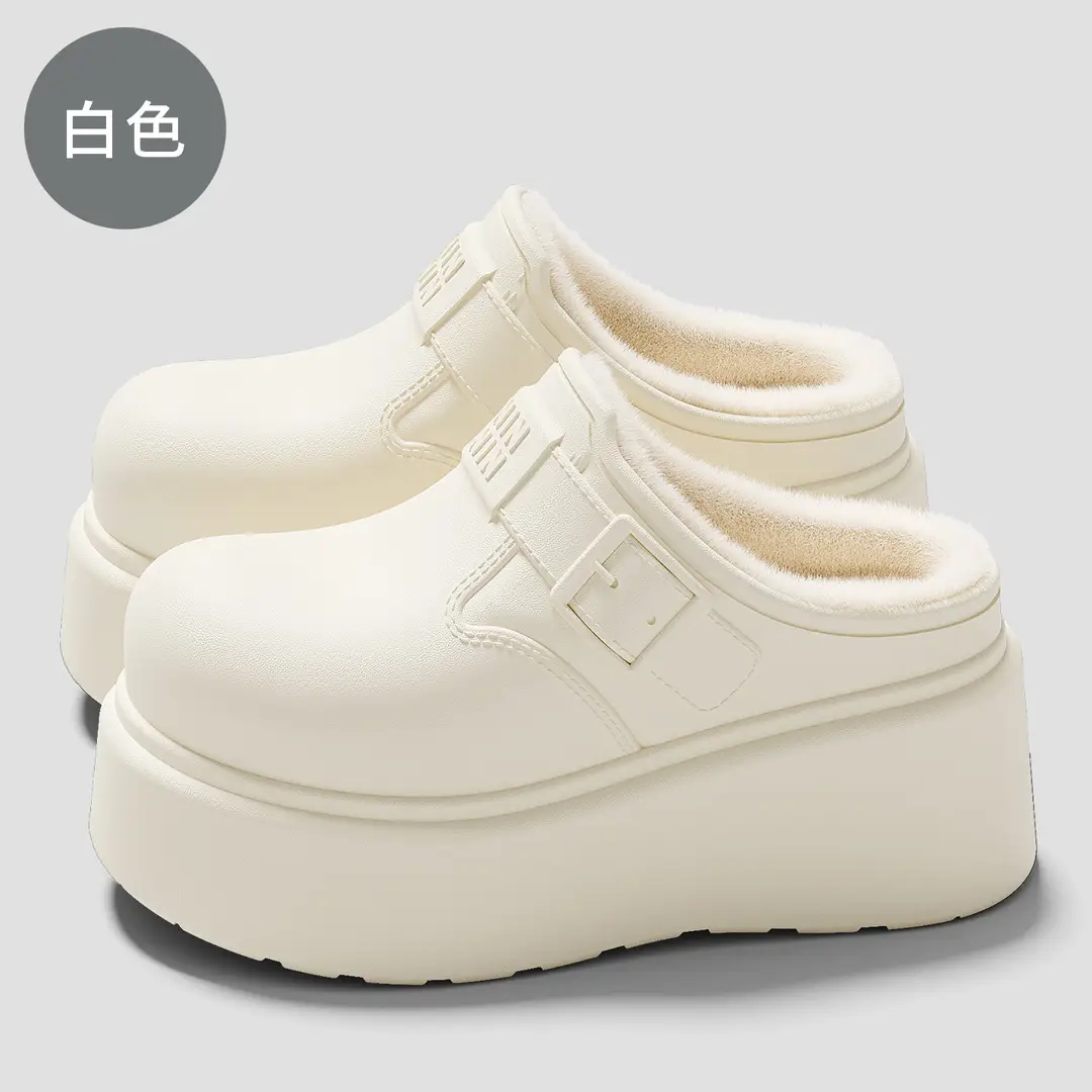 Women's Thick-Soled Waterproof Cotton Slippers for Outdoor Wear, Winter Plush Warm Indoor Home Slippers, Women's Closed-Toe Cotton Slippers Wholesale - Image 5