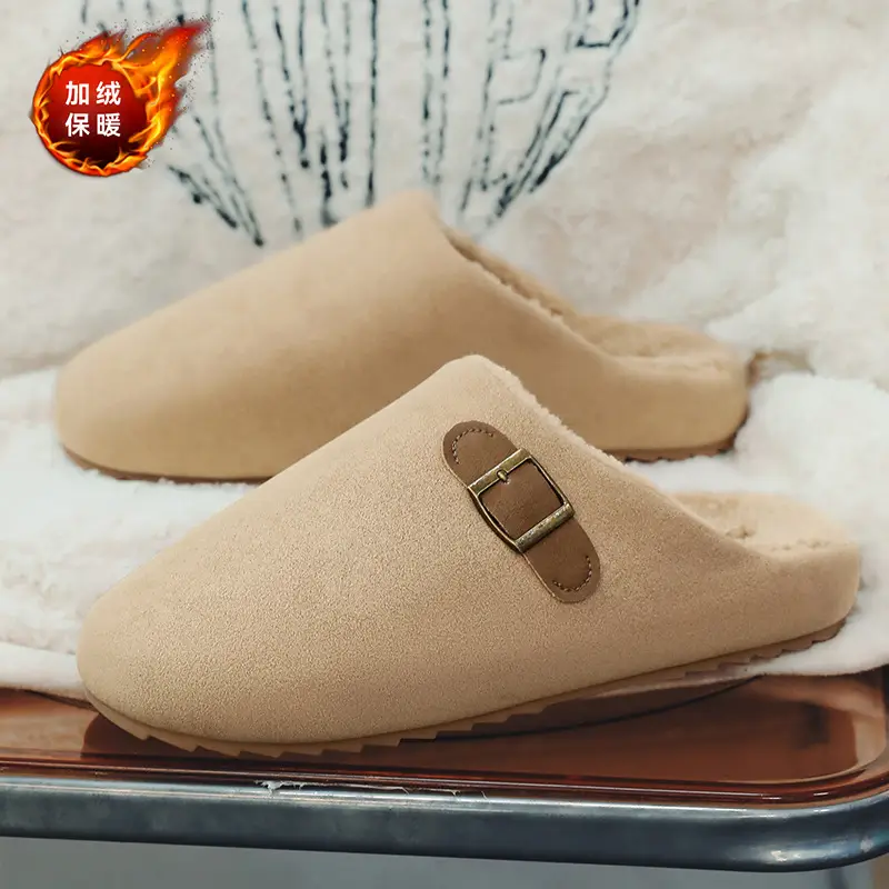 Birkenstock Cotton Slippers Men's Thick-Soled Fleece-Lined Warm Half-Slippers Autumn and Winter New Outer Wear Non-Slip Wear-Resistant Lazy Slippers - Image 5