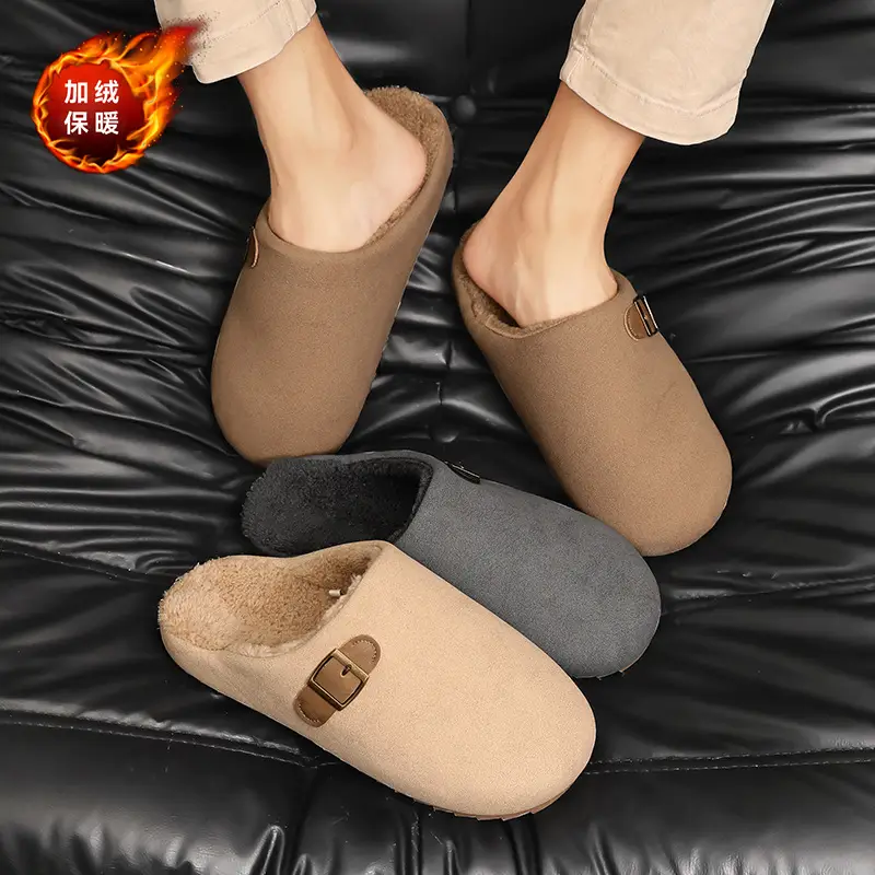 Birkenstock Cotton Slippers Men's Thick-Soled Fleece-Lined Warm Half-Slippers Autumn and Winter New Outer Wear Non-Slip Wear-Resistant Lazy Slippers - Image 7
