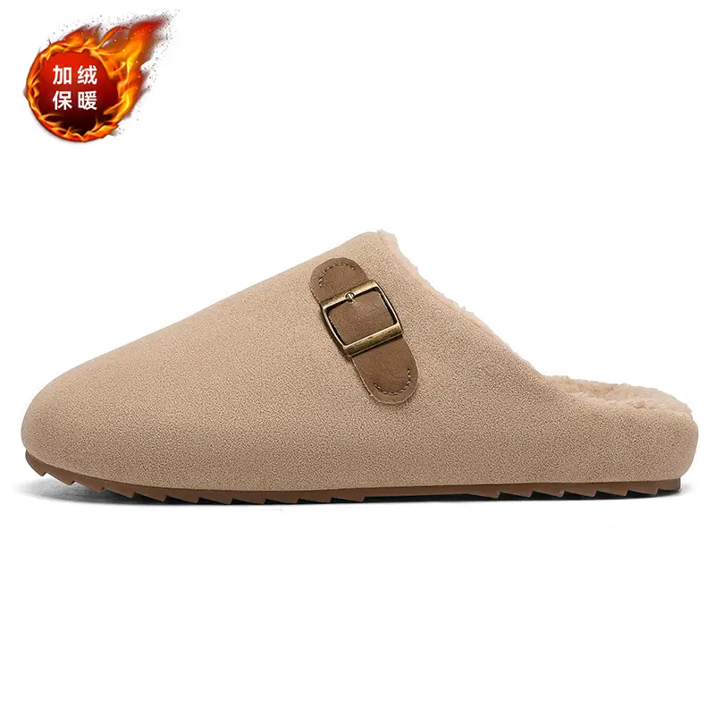 Birkenstock Cotton Slippers Men's Thick-Soled Fleece-Lined Warm Half-Slippers Autumn and Winter New Outer Wear Non-Slip Wear-Resistant Lazy Slippers - Image 8