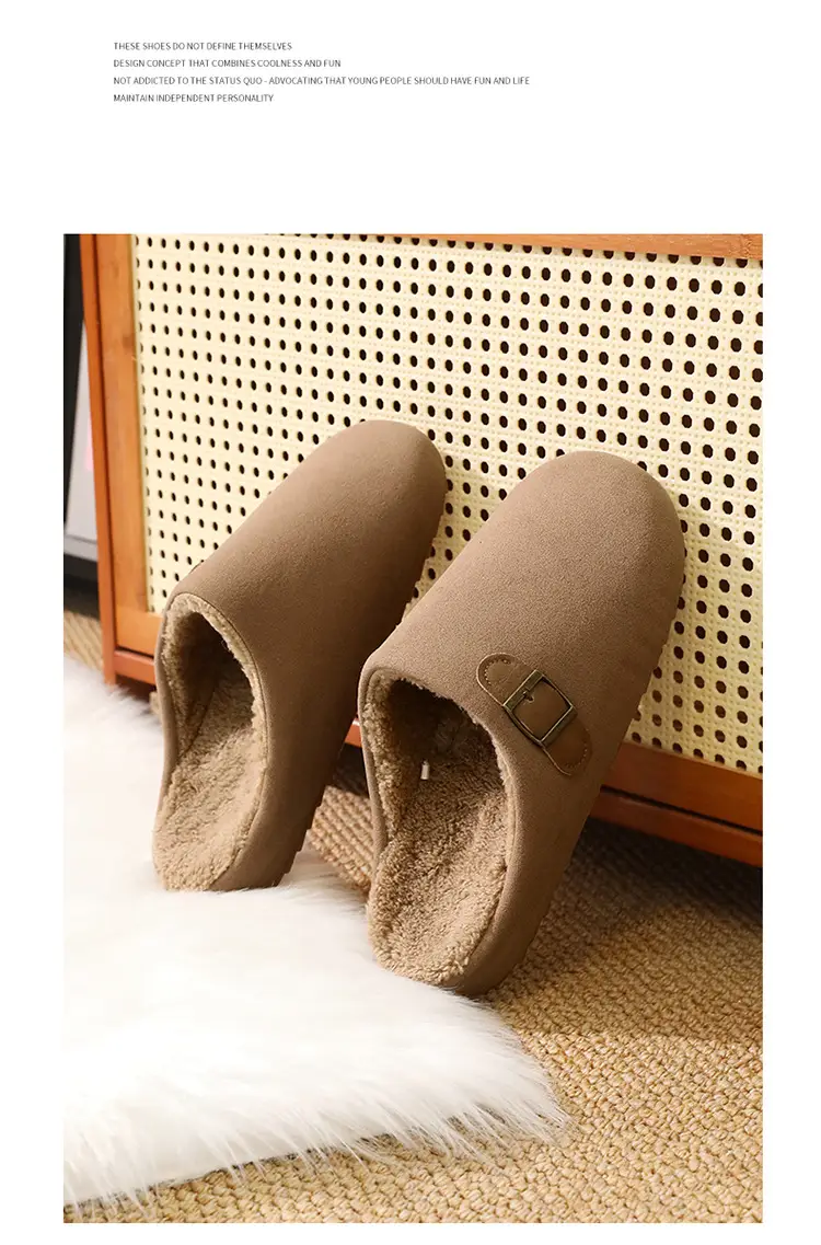 Birkenstock Cotton Slippers Men's Thick-Soled Fleece-Lined Warm Half-Slippers Autumn and Winter New Outer Wear Non-Slip Wear-Resistant Lazy Slippers — feature 3