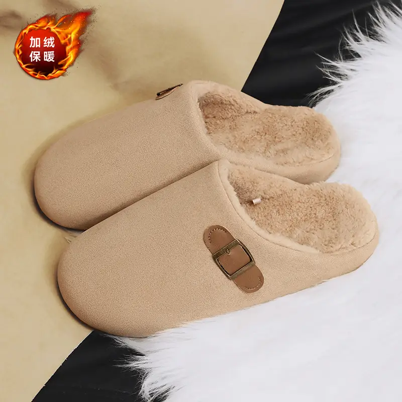 Birkenstock Cotton Slippers Men's Thick-Soled Fleece-Lined Warm Half-Slippers Autumn and Winter New Outer Wear Non-Slip Wear-Resistant Lazy Slippers - Image 2
