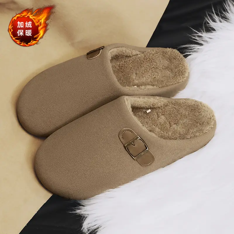 Birkenstock Cotton Slippers Men's Thick-Soled Fleece-Lined Warm Half-Slippers Autumn and Winter New Outer Wear Non-Slip Wear-Resistant Lazy Slippers - Image 3