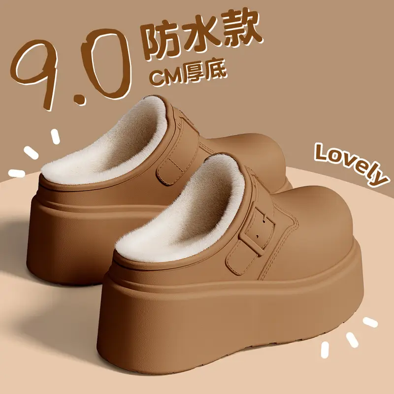 Waterproof Cotton Slippers for Women in Winter, Eva Thick-Soled Outerwear, Plush and Warm, Home Indoor Use, Women's Cotton Slippers Wholesale - Image 9