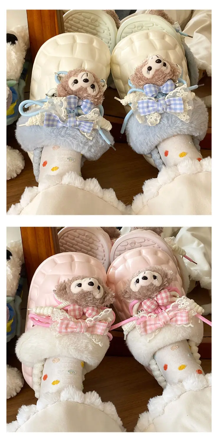 Winter Furry Croc Shoes for Women with Bow Decor — feature 16