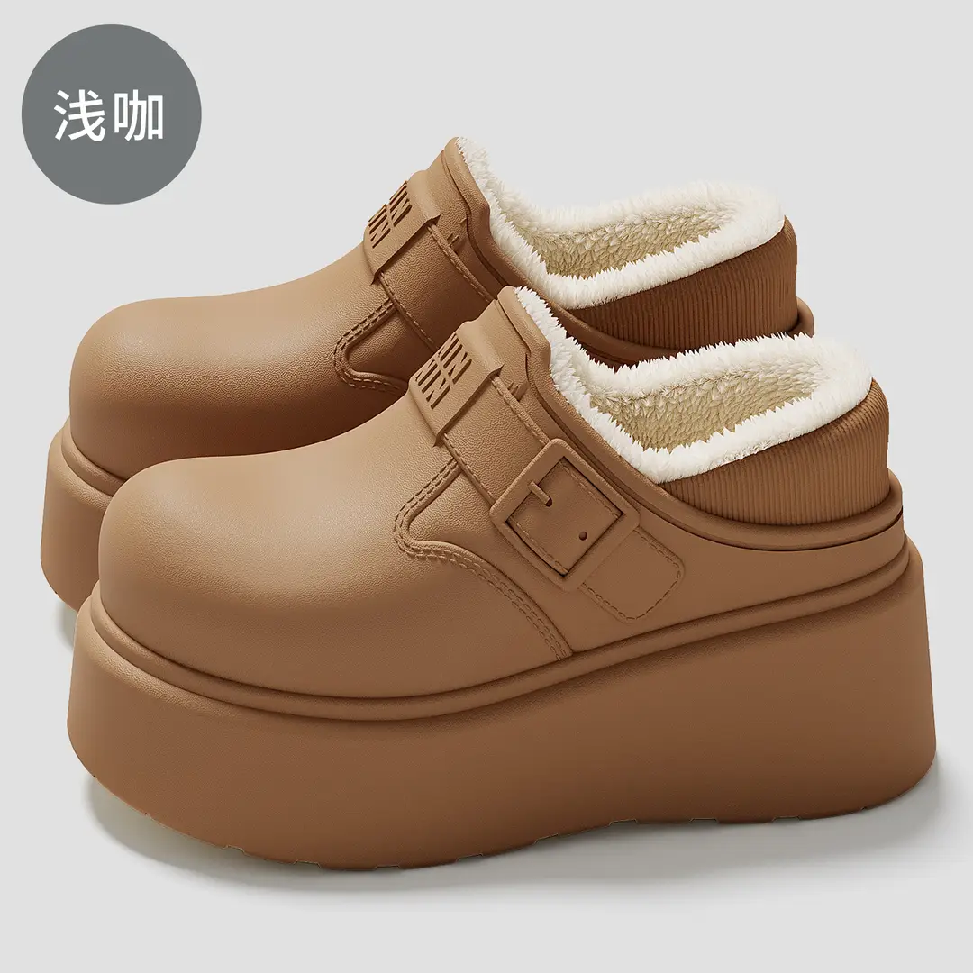 Eva Waterproof Thick-Soled Cotton Slippers for Women Winter Outdoor Wear Plush Warm Home Indoor Household Women's Winter Cotton Slippers
