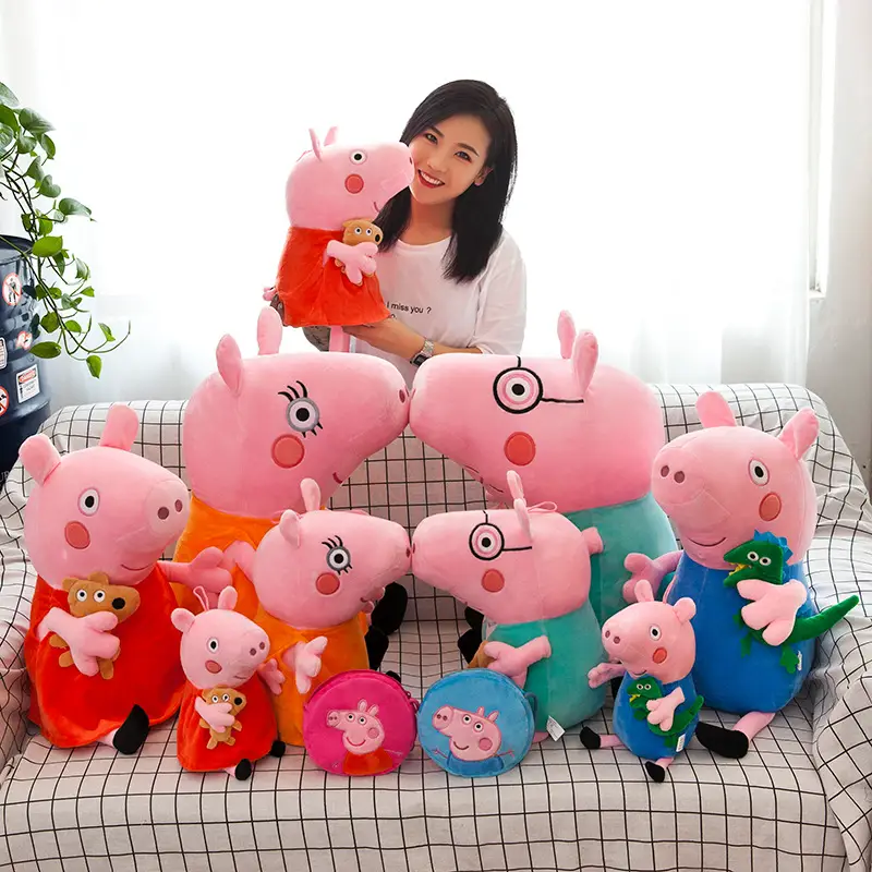 Peppa Pig and George's Family Plush Toys Cartoon Pig Doll Gift for Children Sleeping Pillow Doll