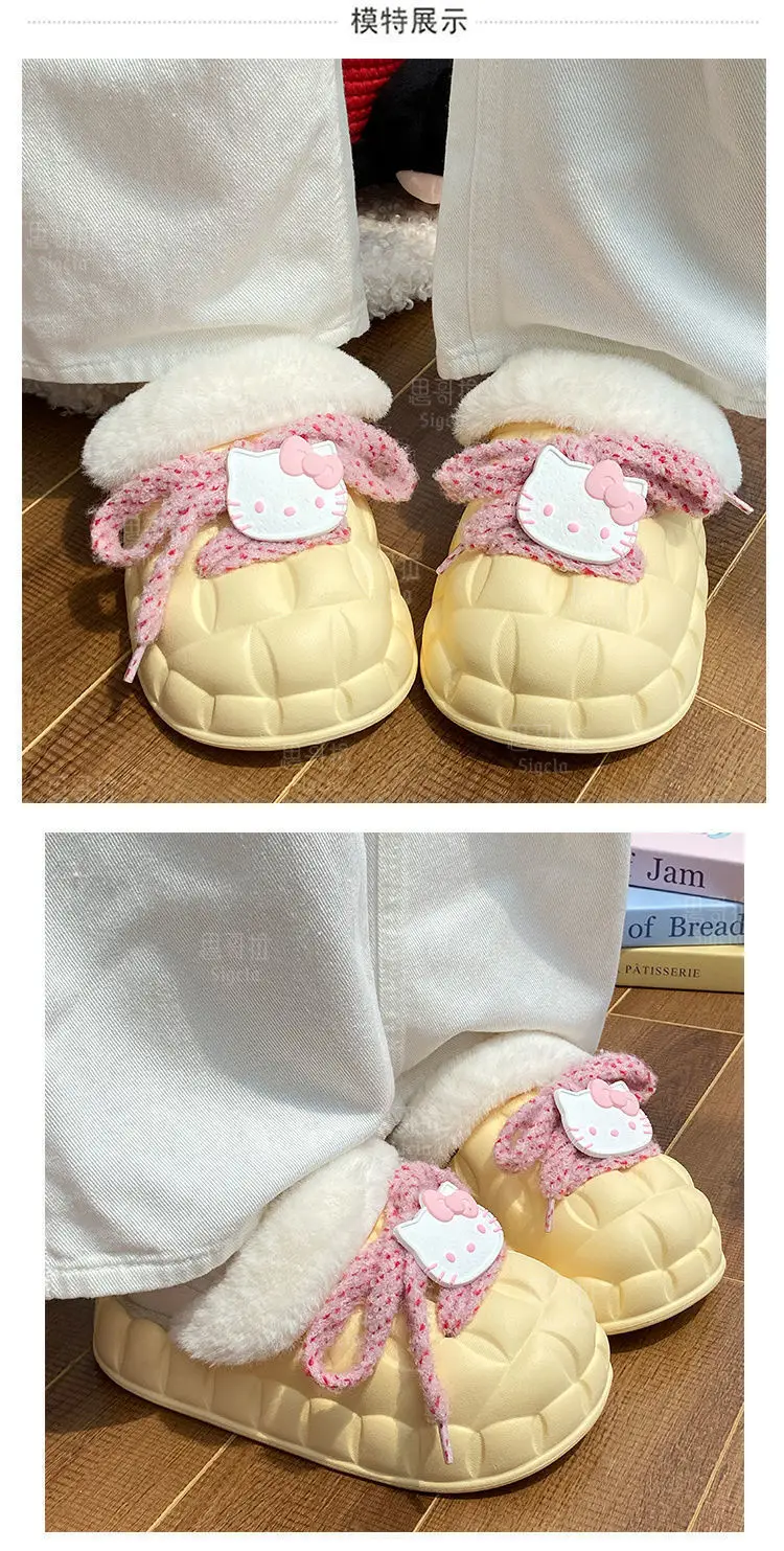 Winter Cartoon Bow Slippers for Girls White — feature 17