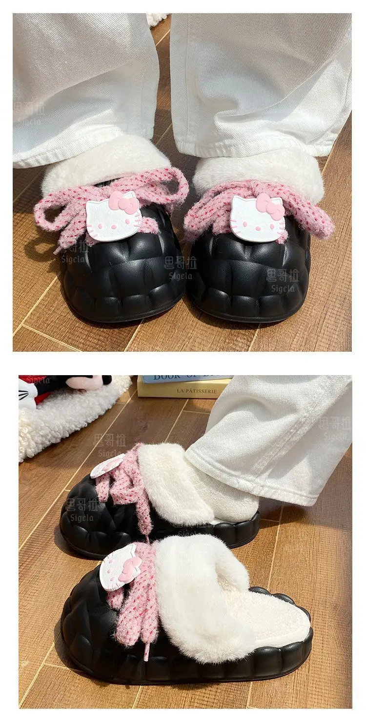 Winter Cartoon Bow Slippers for Girls White — feature 23