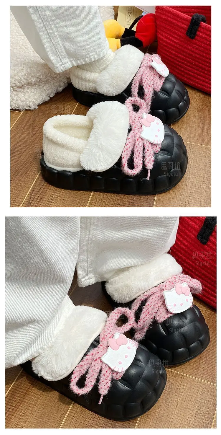 Winter Cartoon Bow Slippers for Girls White — feature 24