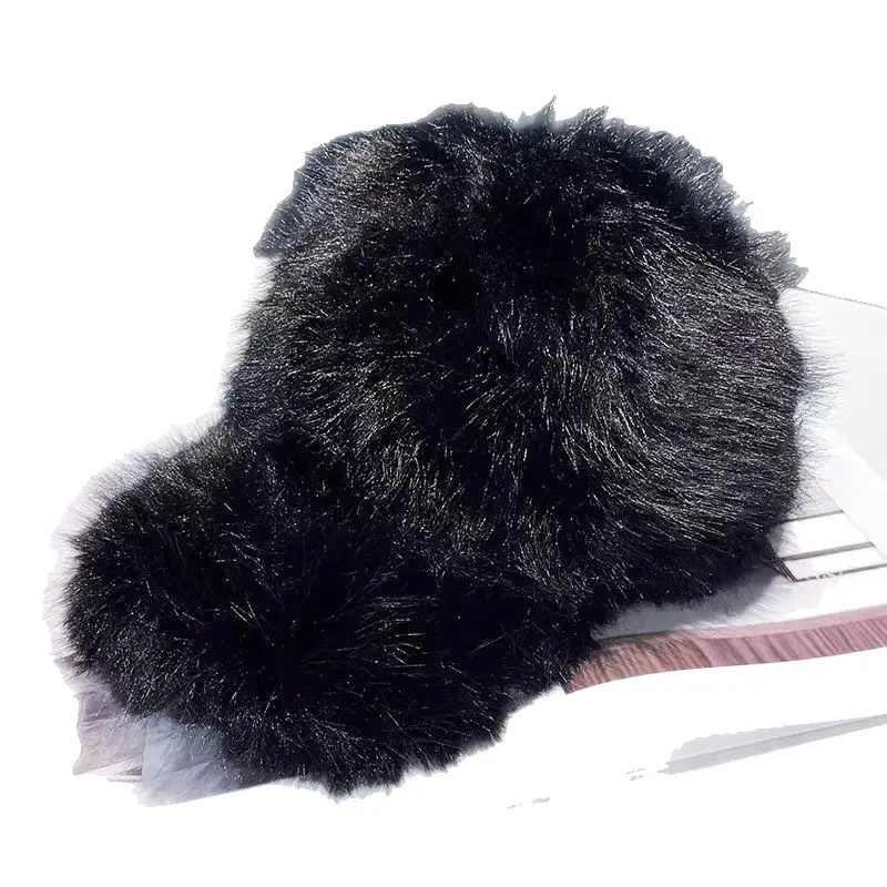 White Fox Fur Plush Duckbill Cap for Women Winter Warm