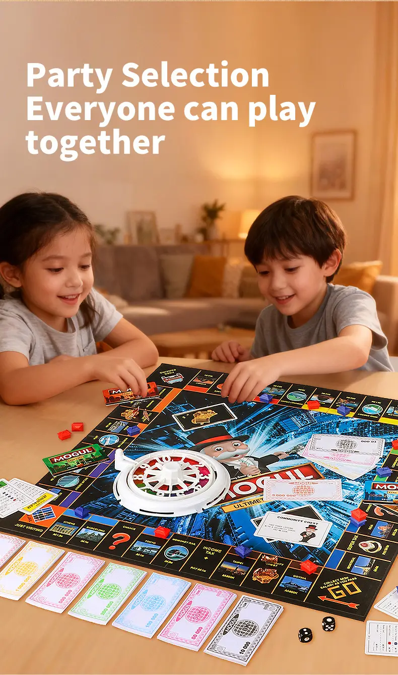 Cross-Border New Product English Version Monopoly World Journey Board Map Thickened Board Game Real Estate Tycoon Toys Wholesale — feature 2