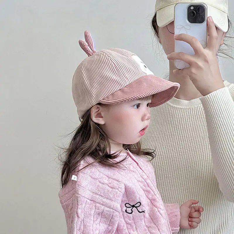 Children's Pink Bunny Cap Autumn Winter Warm Windproof Large Bristle - Image 13