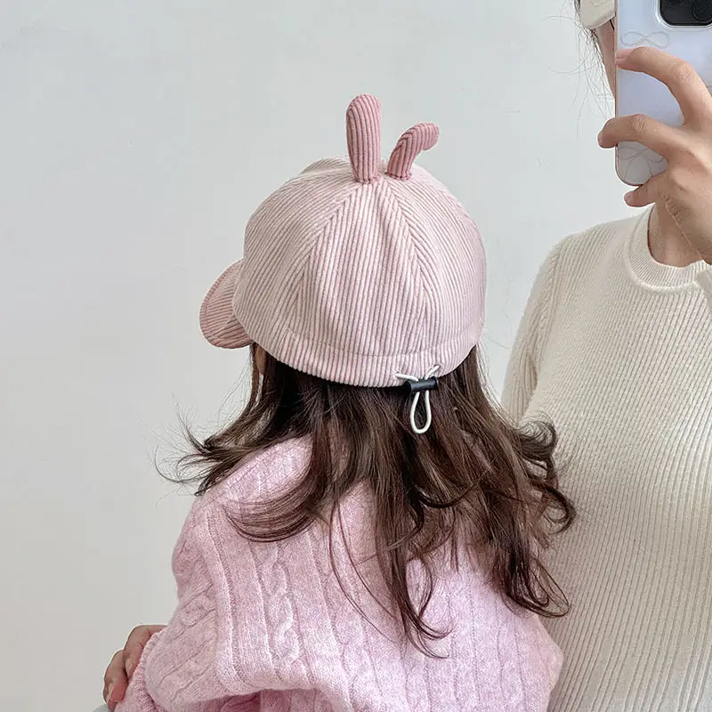 Children's Pink Bunny Cap Autumn Winter Warm Windproof Large Bristle - Image 15