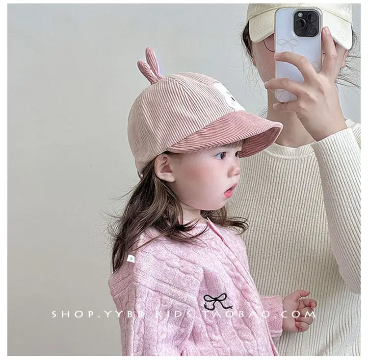 Children's Pink Bunny Cap Autumn Winter Warm Windproof Large Bristle — feature 2