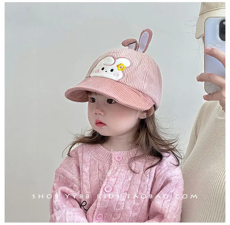 Children's Pink Bunny Cap Autumn Winter Warm Windproof Large Bristle — feature 3