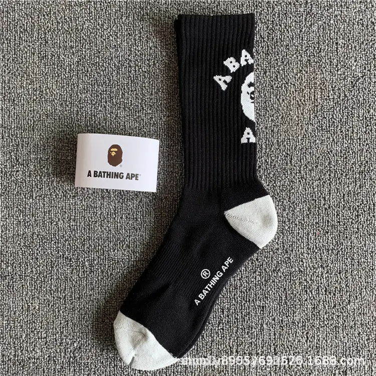 Japanese-Style Ape Head Socks Bape Unisex Sports Training Trendy Socks Towel Bottom Colorful Couple Socks Wholesale