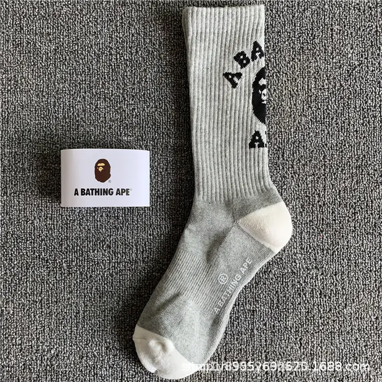 Japanese-Style Ape Head Socks Bape Unisex Sports Training Trendy Socks Towel Bottom Colorful Couple Socks Wholesale