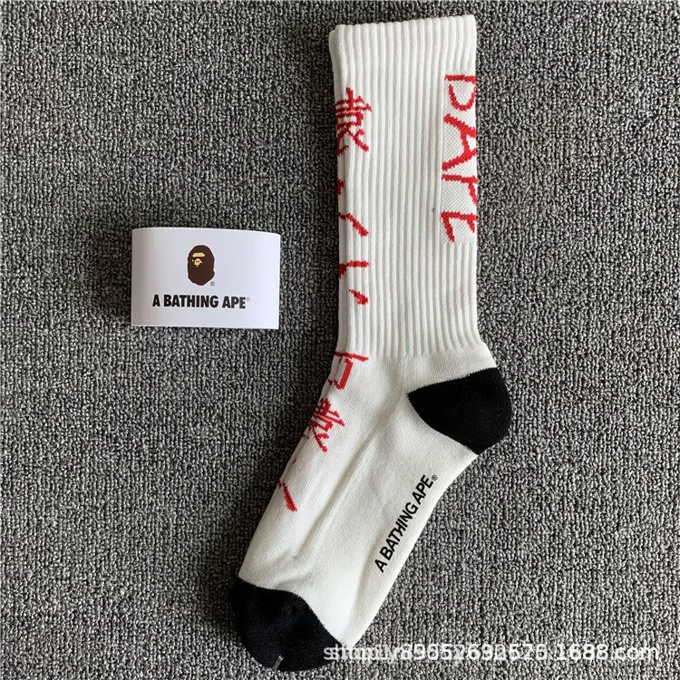 Japanese-Style Ape Head Socks Bape Unisex Sports Training Trendy Socks Towel Bottom Colorful Couple Socks Wholesale
