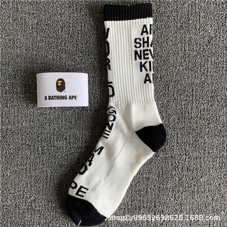 Japanese-Style Ape Head Socks Bape Unisex Sports Training Trendy Socks Towel Bottom Colorful Couple Socks Wholesale