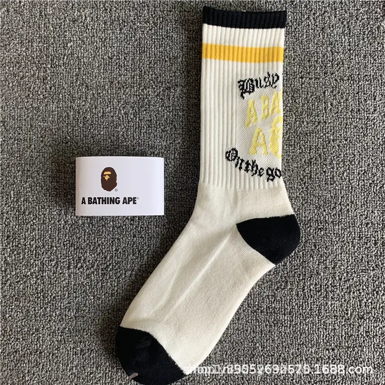 Japanese-Style Ape Head Socks Bape Unisex Sports Training Trendy Socks Towel Bottom Colorful Couple Socks Wholesale