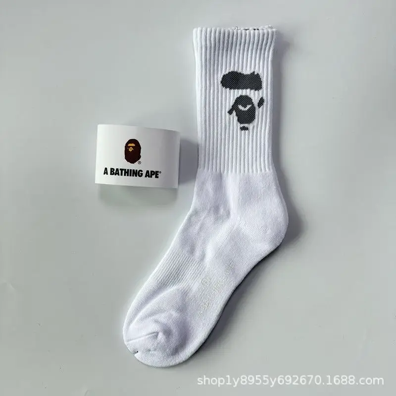 Japanese-Style Ape Head Socks Bape Unisex Sports Training Trendy Socks Towel Bottom Colorful Couple Socks Wholesale