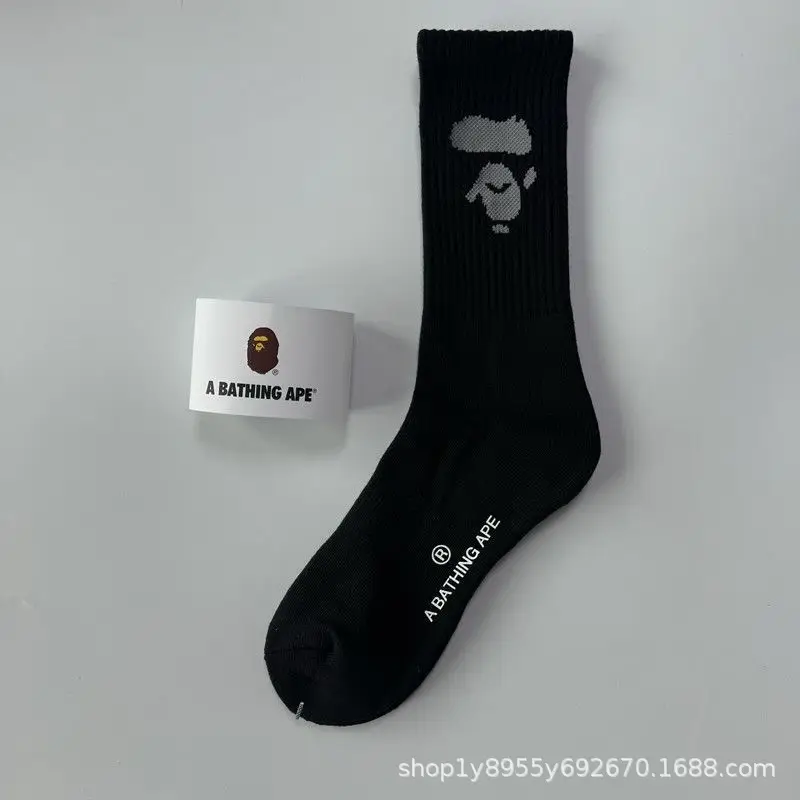 Japanese-Style Ape Head Socks Bape Unisex Sports Training Trendy Socks Towel Bottom Colorful Couple Socks Wholesale