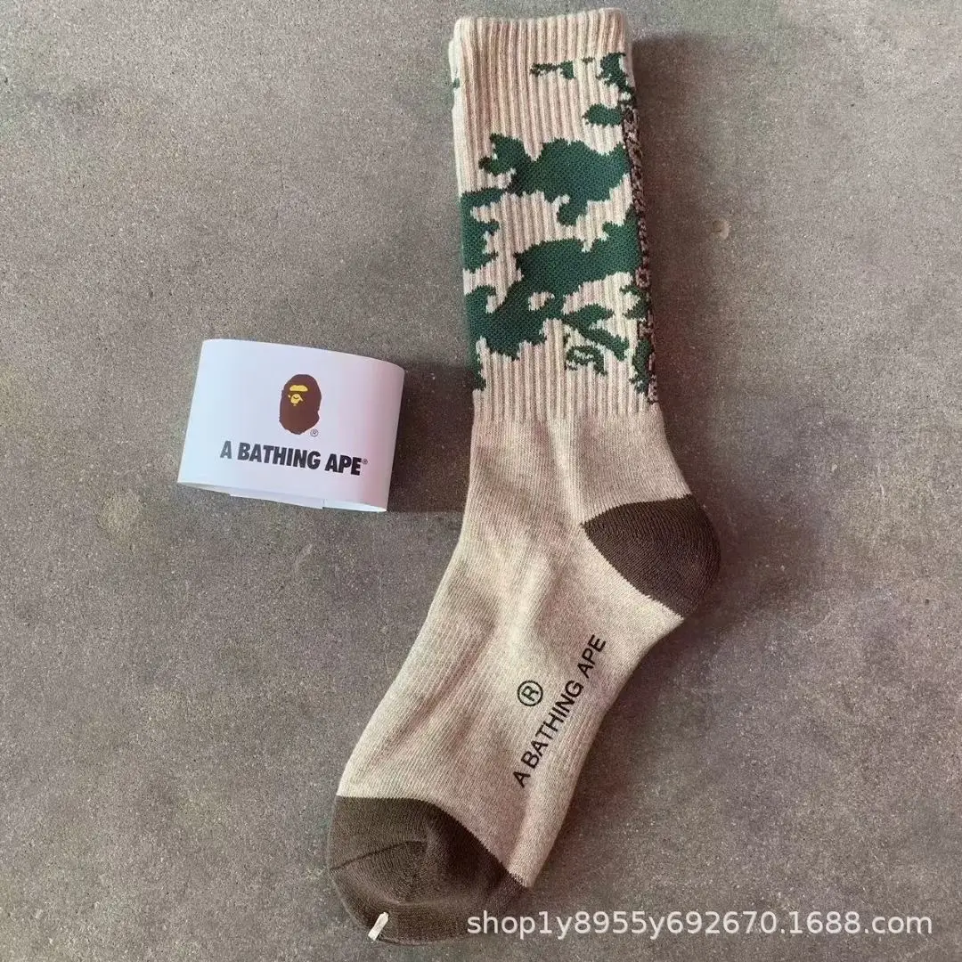 Japanese-Style Ape Head Socks Bape Unisex Sports Training Trendy Socks Towel Bottom Colorful Couple Socks Wholesale