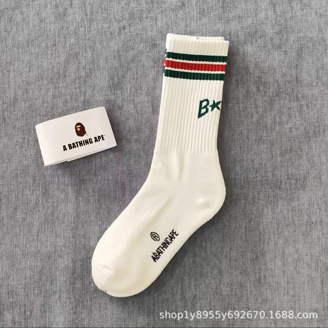 Japanese-Style Ape Head Socks Bape Unisex Sports Training Trendy Socks Towel Bottom Colorful Couple Socks Wholesale
