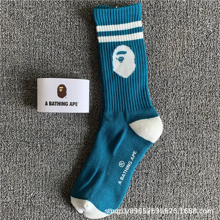 Japanese-Style Ape Head Socks Bape Unisex Sports Training Trendy Socks Towel Bottom Colorful Couple Socks Wholesale