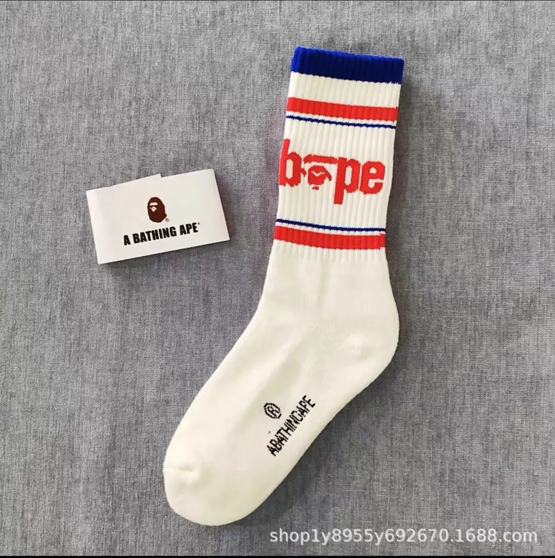 Japanese-Style Ape Head Socks Bape Unisex Sports Training Trendy Socks Towel Bottom Colorful Couple Socks Wholesale