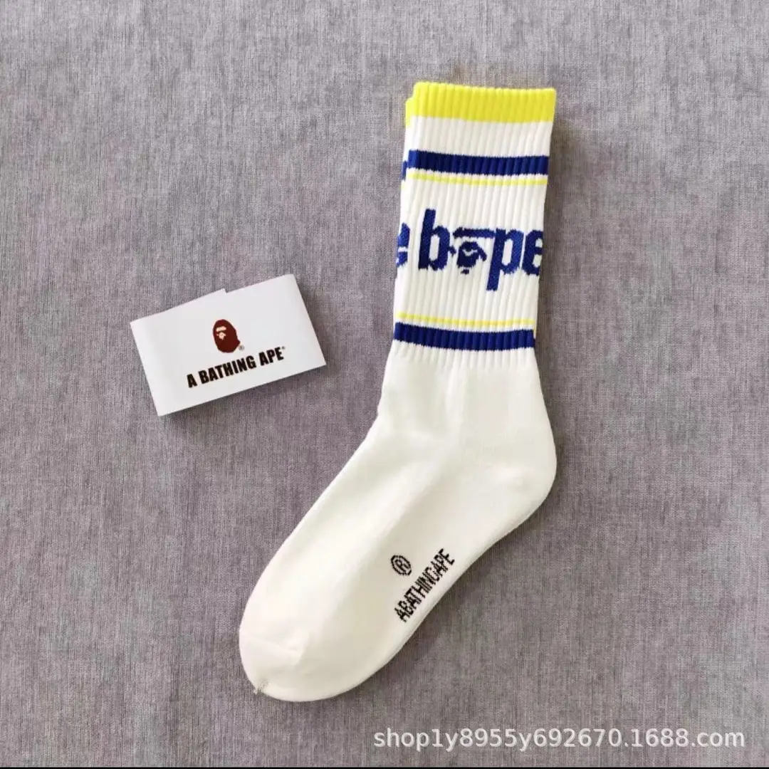 Japanese-Style Ape Head Socks Bape Unisex Sports Training Trendy Socks Towel Bottom Colorful Couple Socks Wholesale