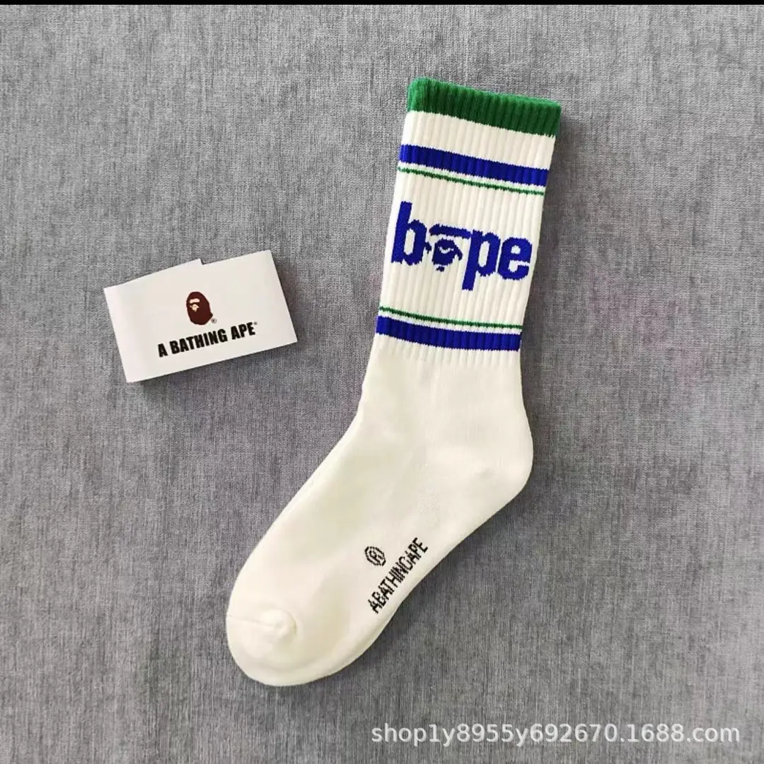 Japanese-Style Ape Head Socks Bape Unisex Sports Training Trendy Socks Towel Bottom Colorful Couple Socks Wholesale