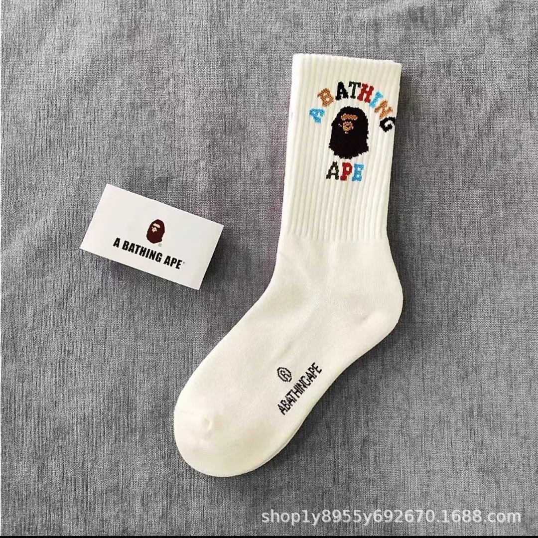 Japanese-Style Ape Head Socks Bape Unisex Sports Training Trendy Socks Towel Bottom Colorful Couple Socks Wholesale