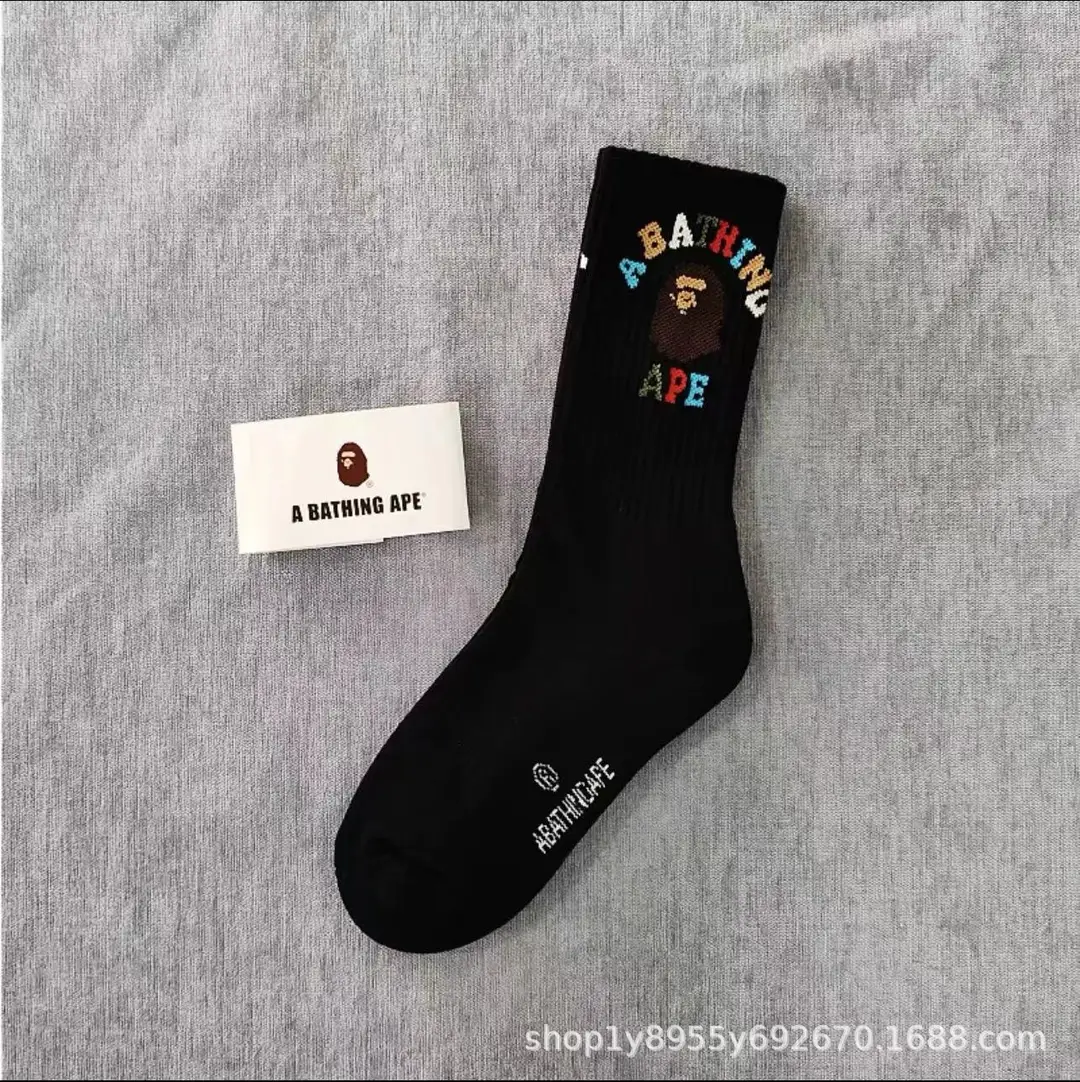 Japanese-Style Ape Head Socks Bape Unisex Sports Training Trendy Socks Towel Bottom Colorful Couple Socks Wholesale