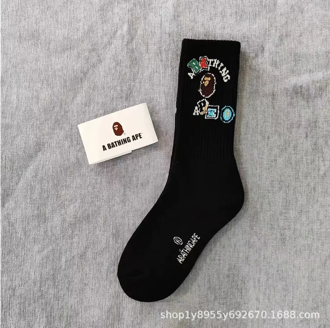 Japanese-Style Ape Head Socks Bape Unisex Sports Training Trendy Socks Towel Bottom Colorful Couple Socks Wholesale