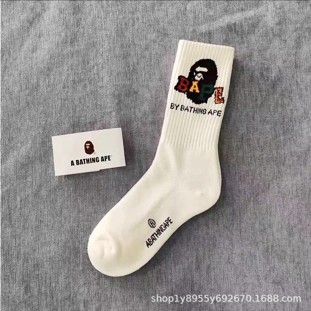 Japanese-Style Ape Head Socks Bape Unisex Sports Training Trendy Socks Towel Bottom Colorful Couple Socks Wholesale