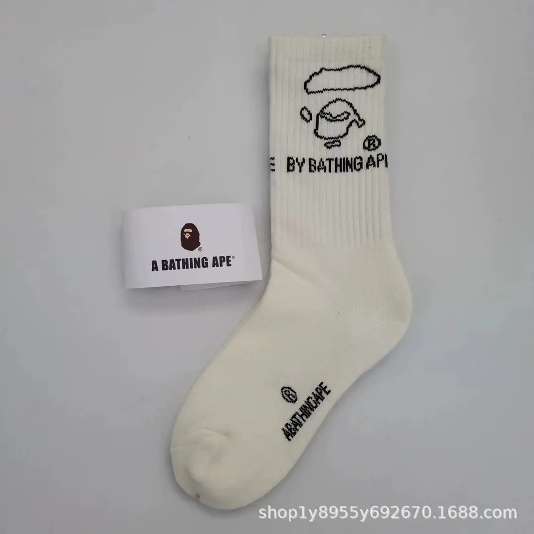 Japanese-Style Ape Head Socks Bape Unisex Sports Training Trendy Socks Towel Bottom Colorful Couple Socks Wholesale