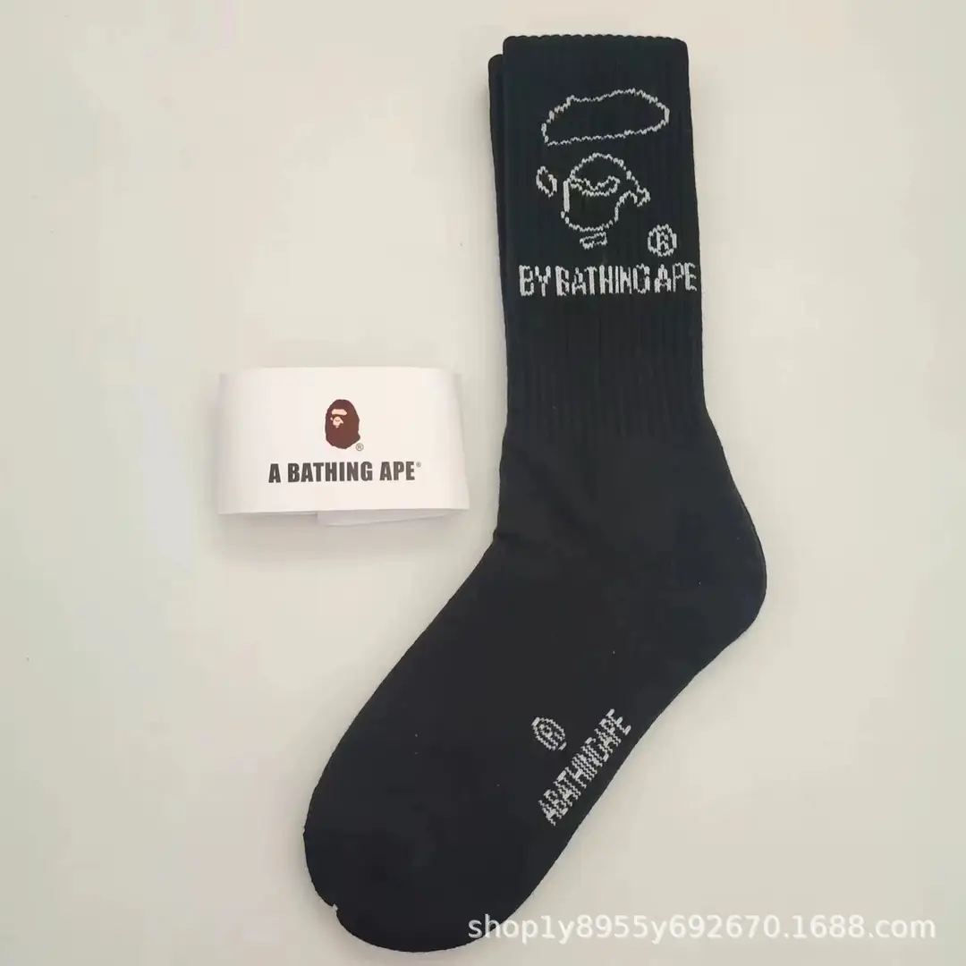 Japanese-Style Ape Head Socks Bape Unisex Sports Training Trendy Socks Towel Bottom Colorful Couple Socks Wholesale