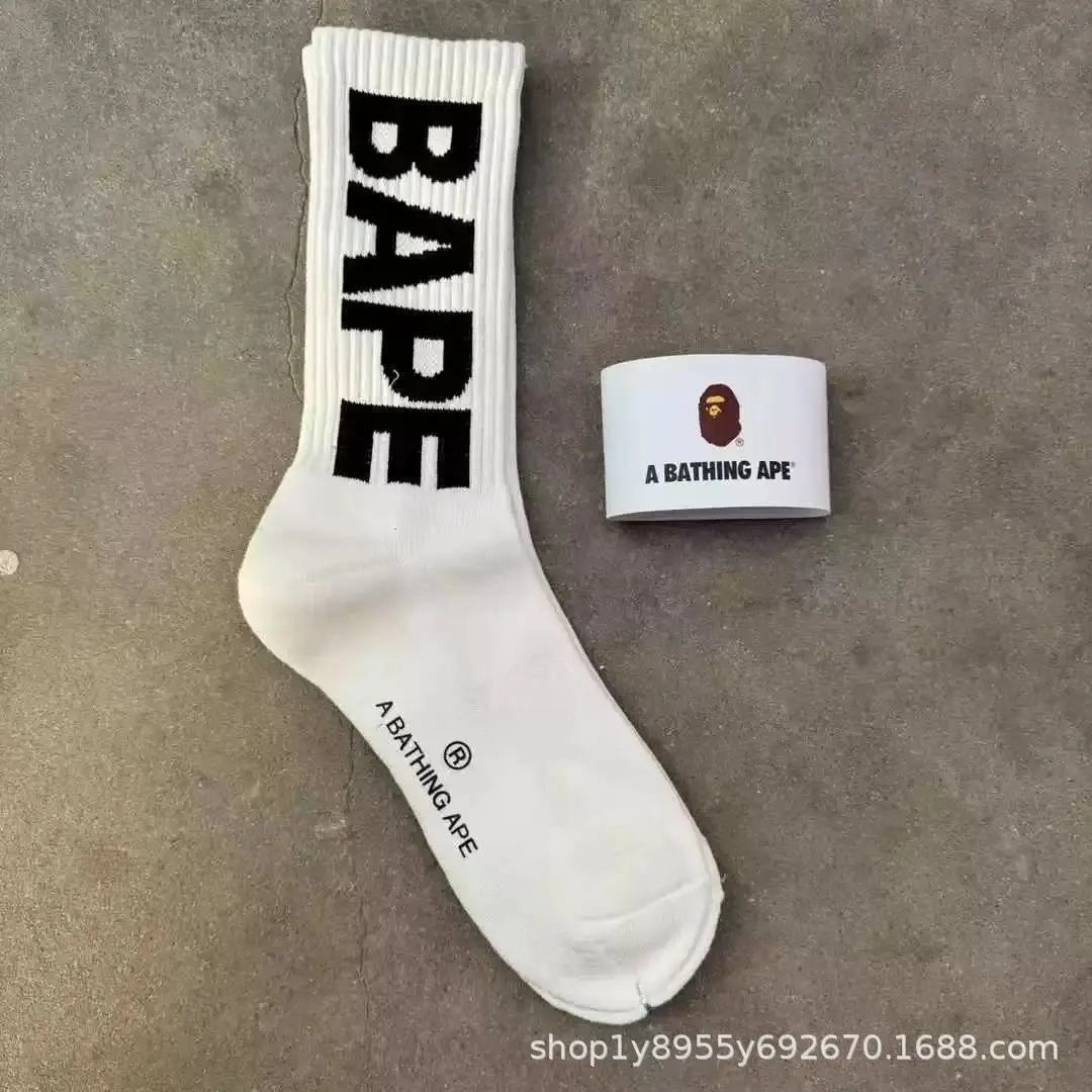 Japanese-Style Ape Head Socks Bape Unisex Sports Training Trendy Socks Towel Bottom Colorful Couple Socks Wholesale
