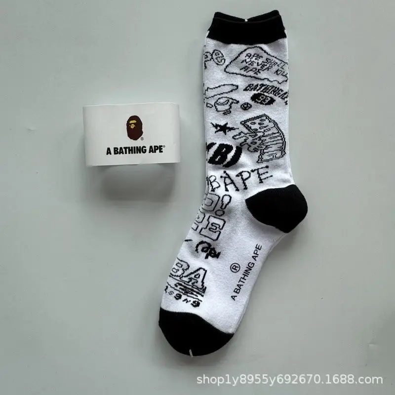Japanese-Style Ape Head Socks Bape Unisex Sports Training Trendy Socks Towel Bottom Colorful Couple Socks Wholesale