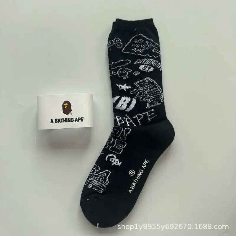 Japanese-Style Ape Head Socks Bape Unisex Sports Training Trendy Socks Towel Bottom Colorful Couple Socks Wholesale
