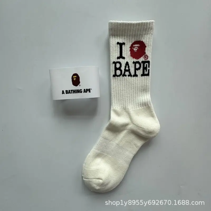 Japanese-Style Ape Head Socks Bape Unisex Sports Training Trendy Socks Towel Bottom Colorful Couple Socks Wholesale