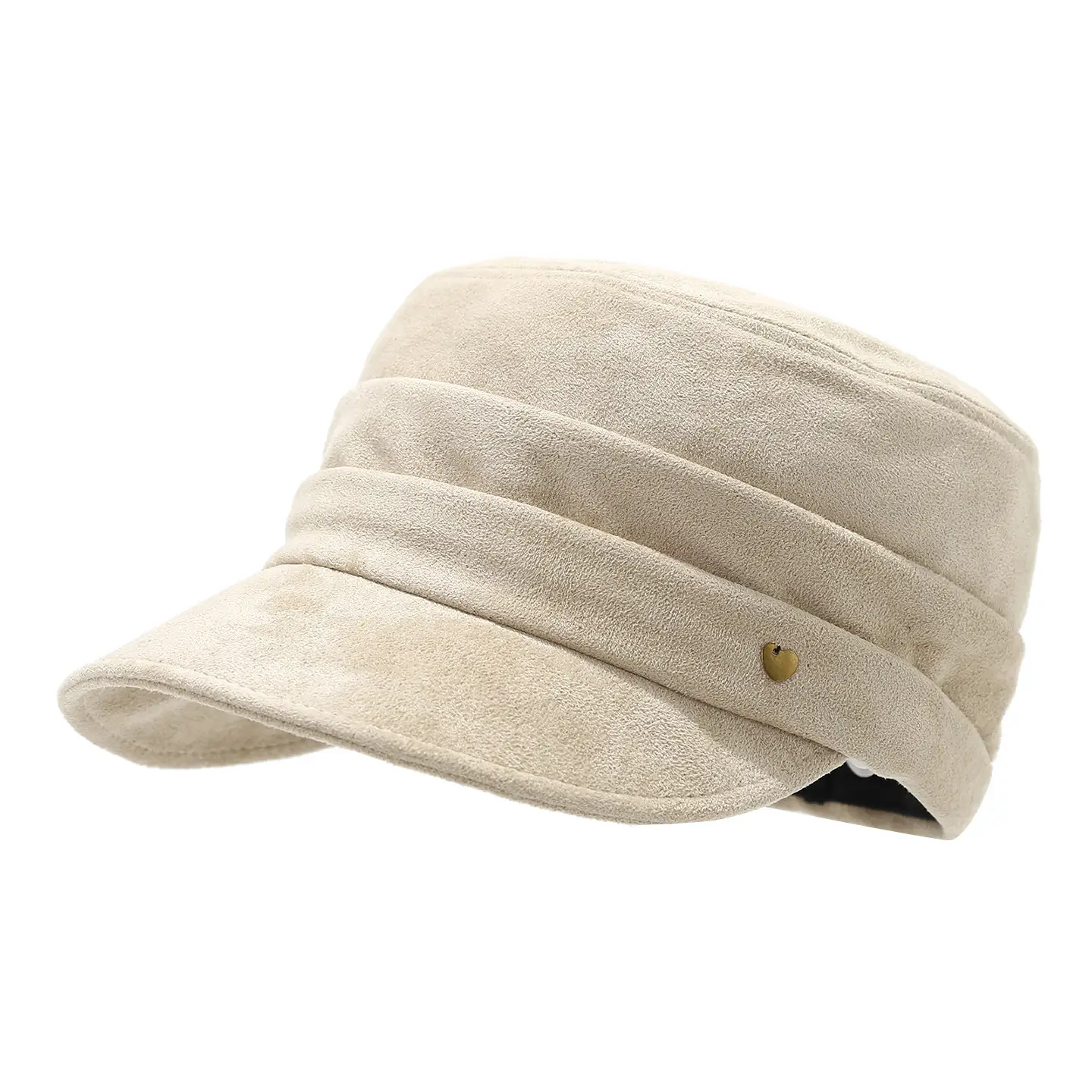 Coffee Suede Pleated Equestrian Flat Cap